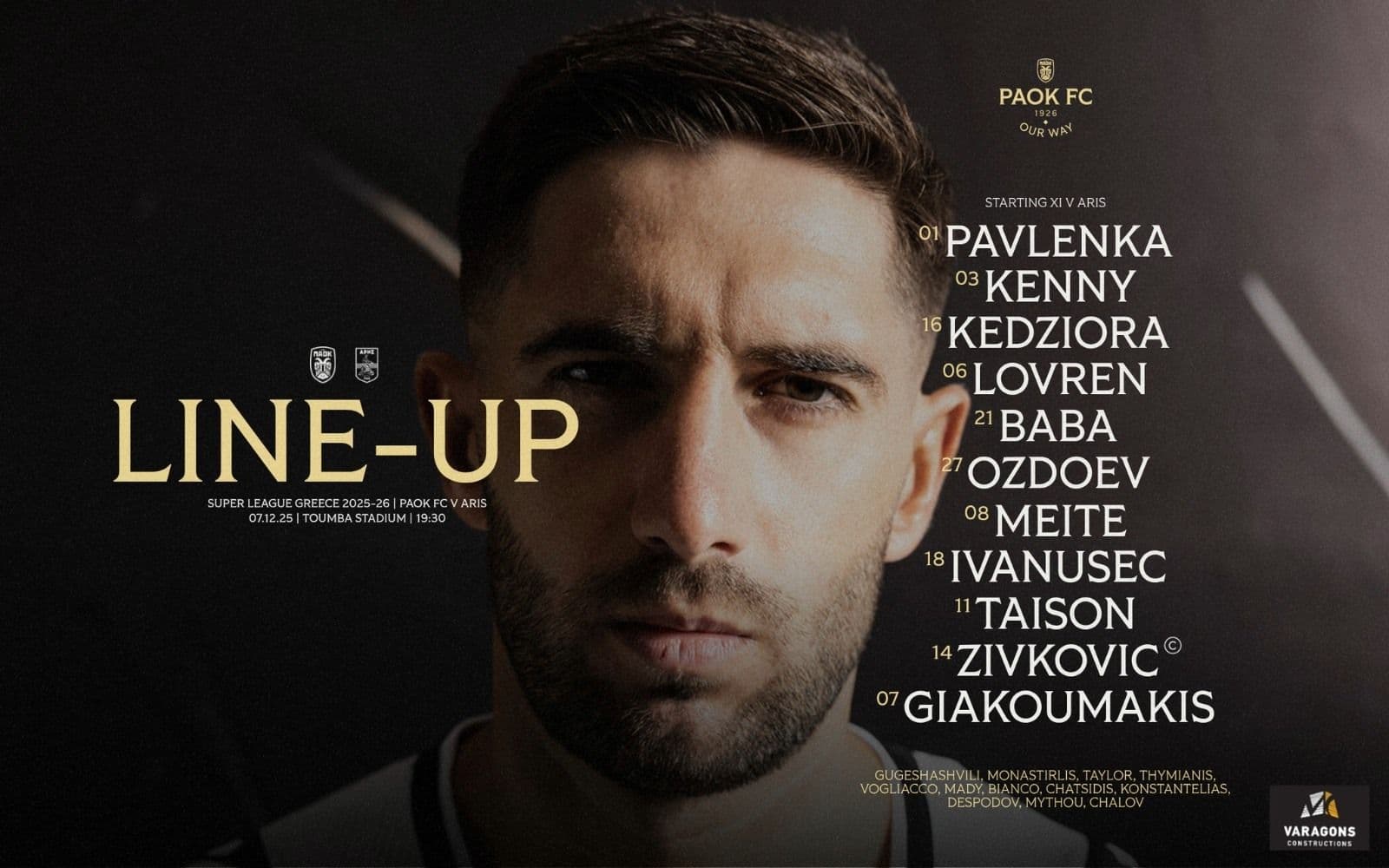 ΠΑΟΚ–Άρης: Η ενδεκάδα του Δικεφάλου για το μεγάλο ντέρμπι